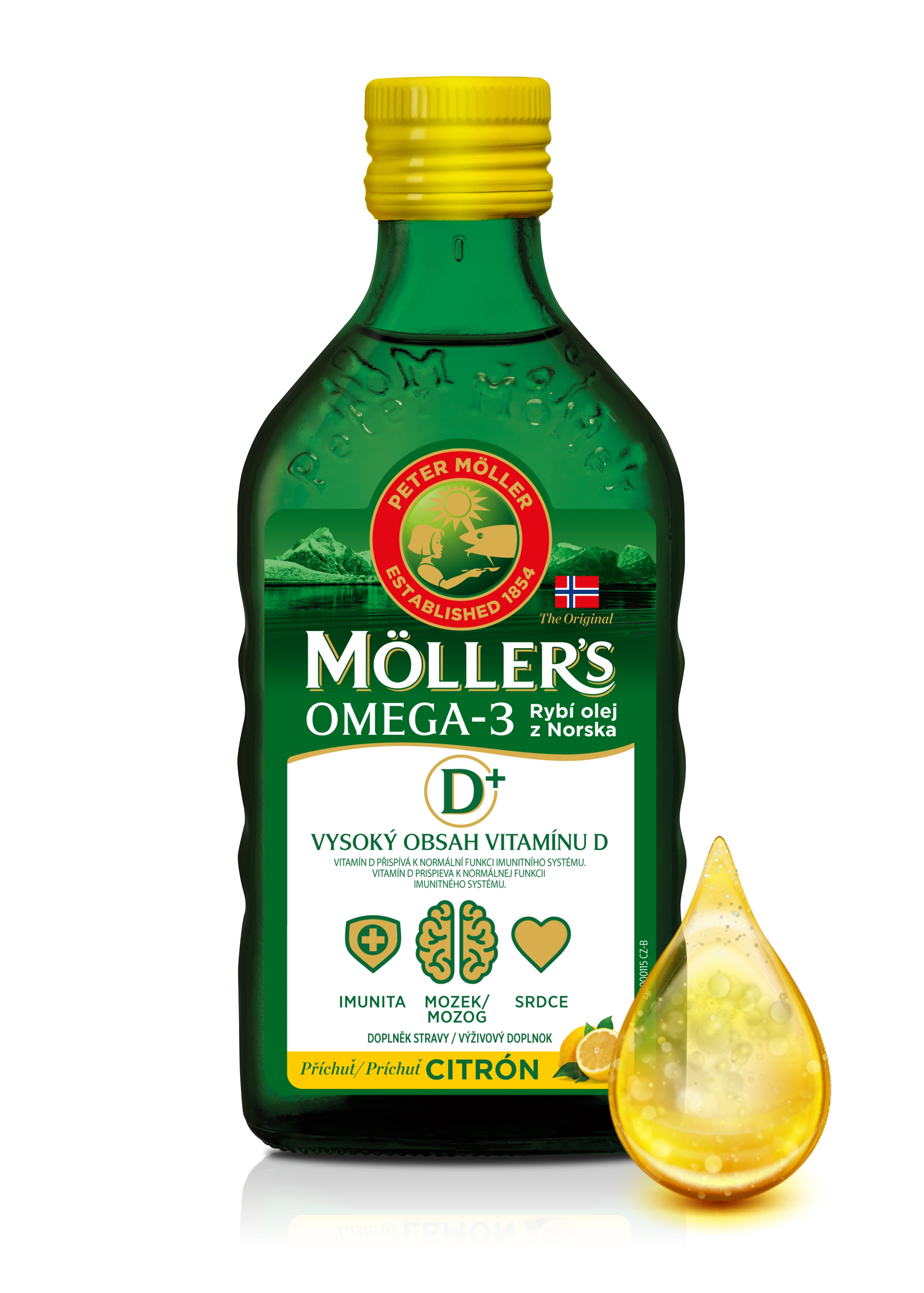 Mollers_Packshot_CLO_Imunita_lemon_liquid_front_CZ2 Siln&aacute; imunita, zdrav&eacute; srdce a lep&scaron;&iacute; paměť